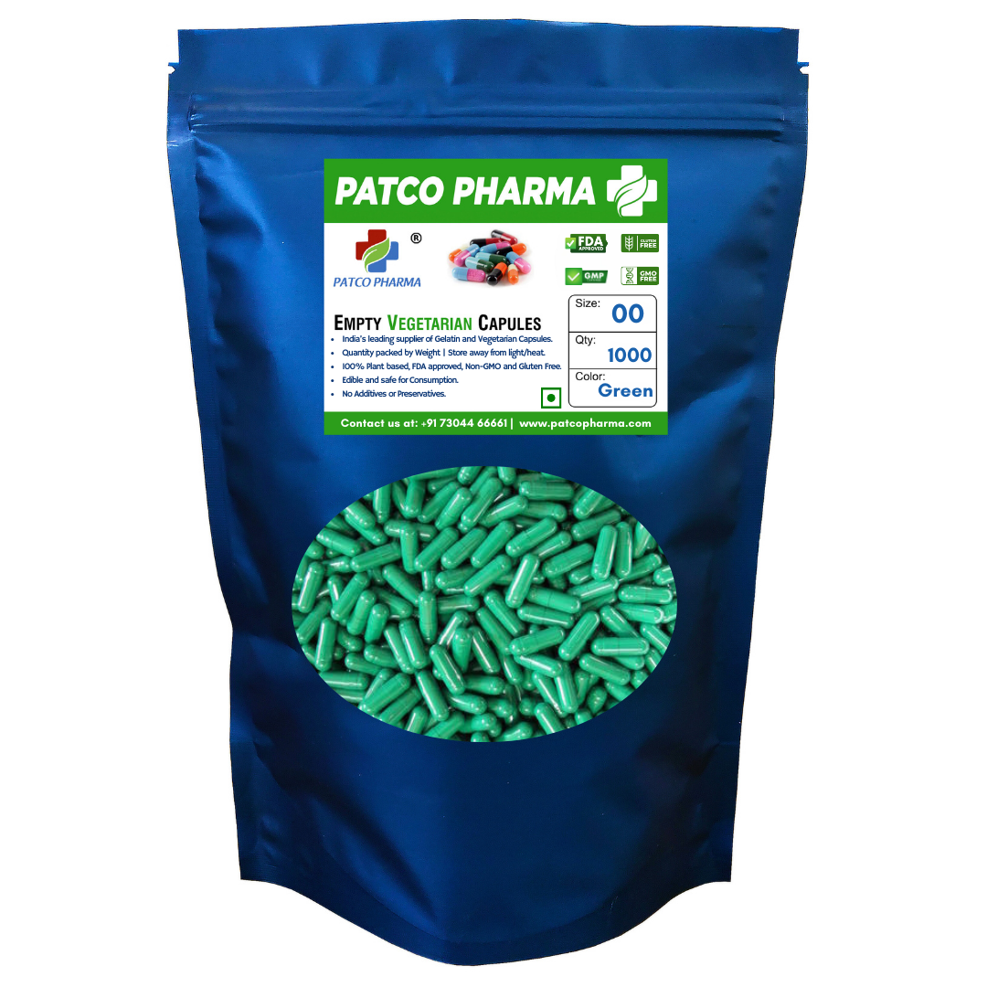 Size 00 Green Empty Vegetarian Capsule (950mg powder capacity)
