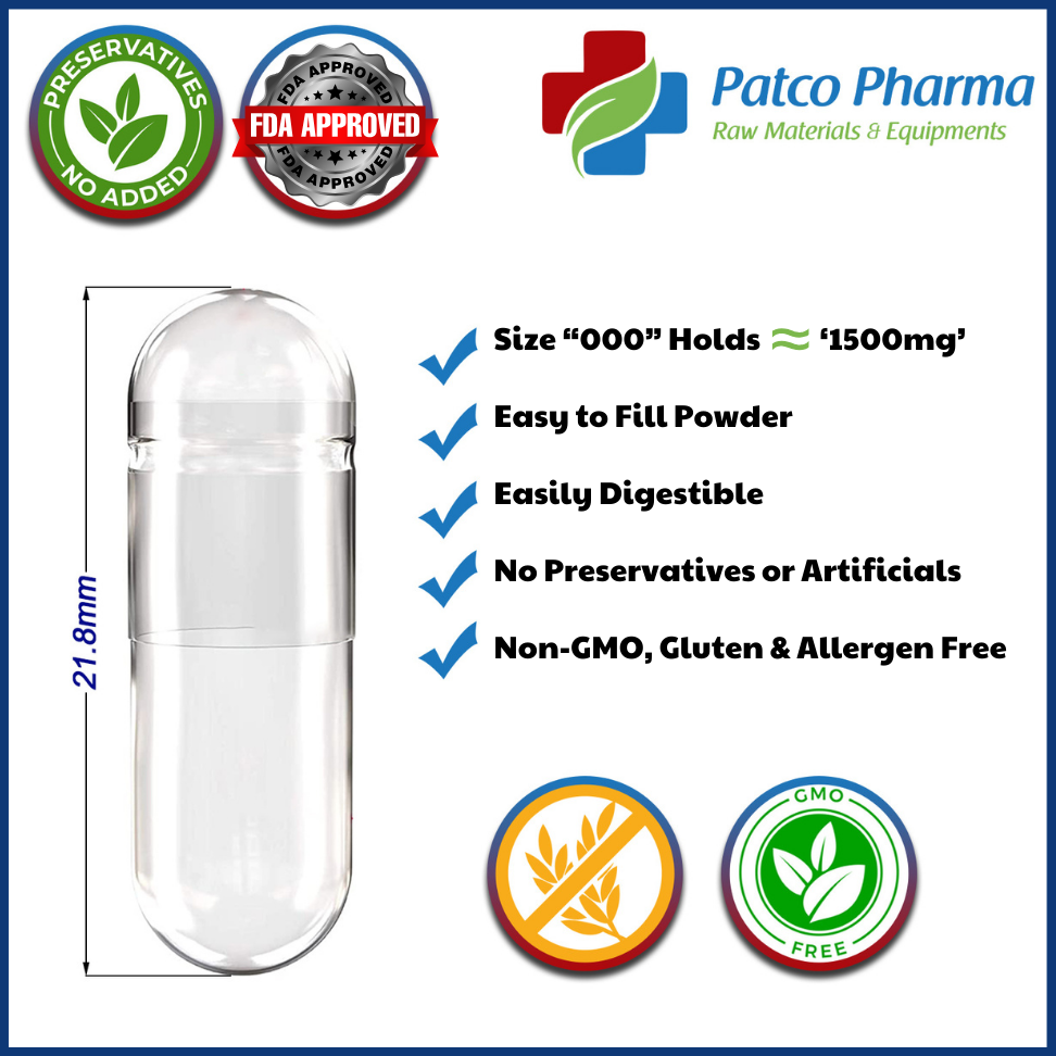 Size 000 Empty Vegetarian Capsule Clear(1400mg powder)