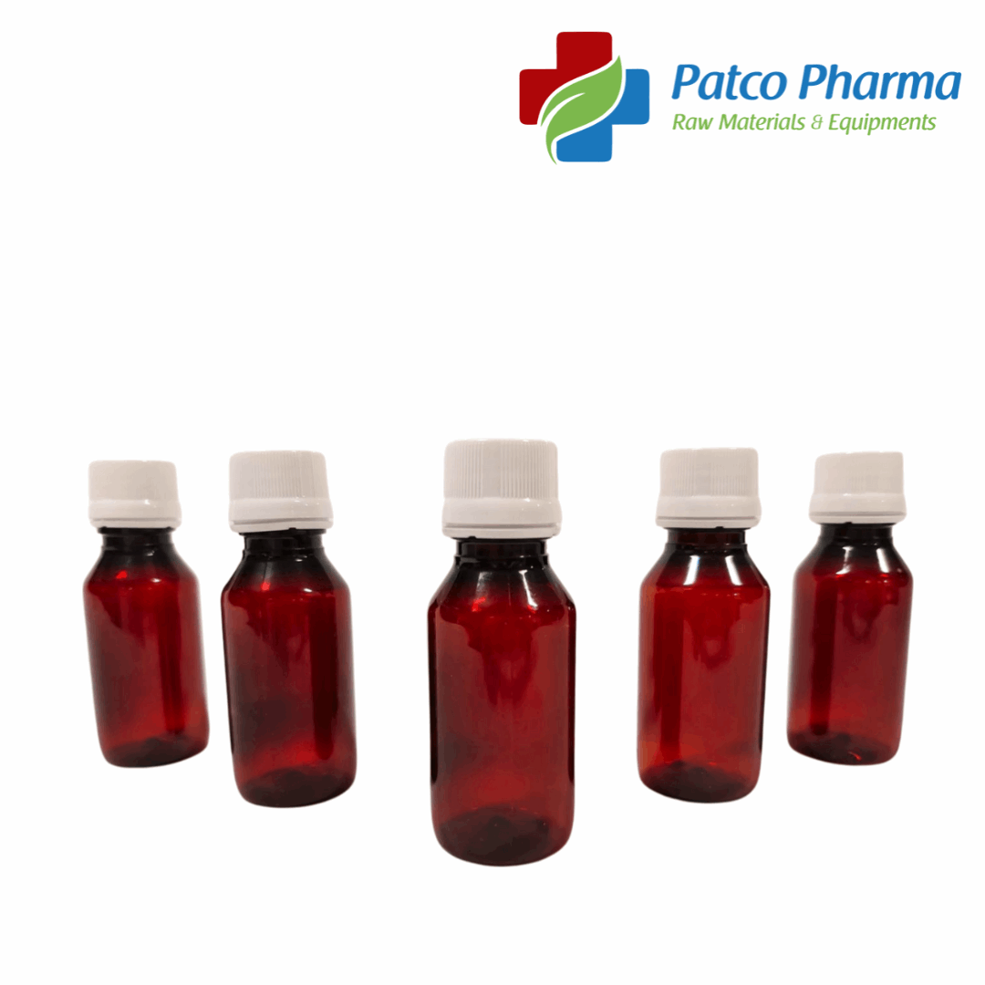 100ml Empty Amber PET Syrup Bottles : Perfect for pharmaceuticals, Patco Pharma, Plastic Containers, patco-pharma-100ml-empty-amber-pet-syrup-bottles-amber-white-seal-caps, , Patco Pharma