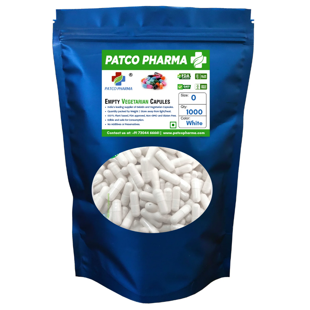 साइज़ 0 सफ़ेद खाली शाकाहारी कैप्सूल