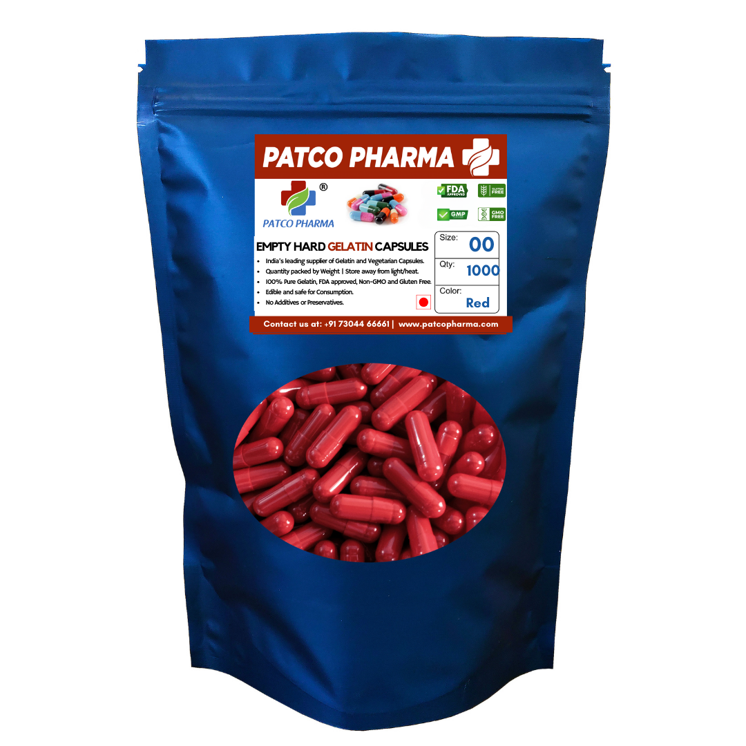 Size 00 Red Empty Gelatin Capsule (950mg powder capacity)