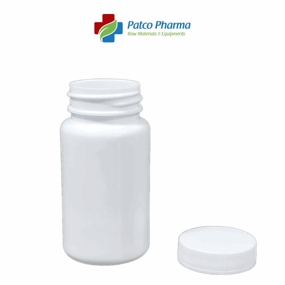 150 ml PET White Plastic Empty Bottle - for Powder Storage, Capsules & Tablets Store Bottle/Air Tight Container Patco Pharma