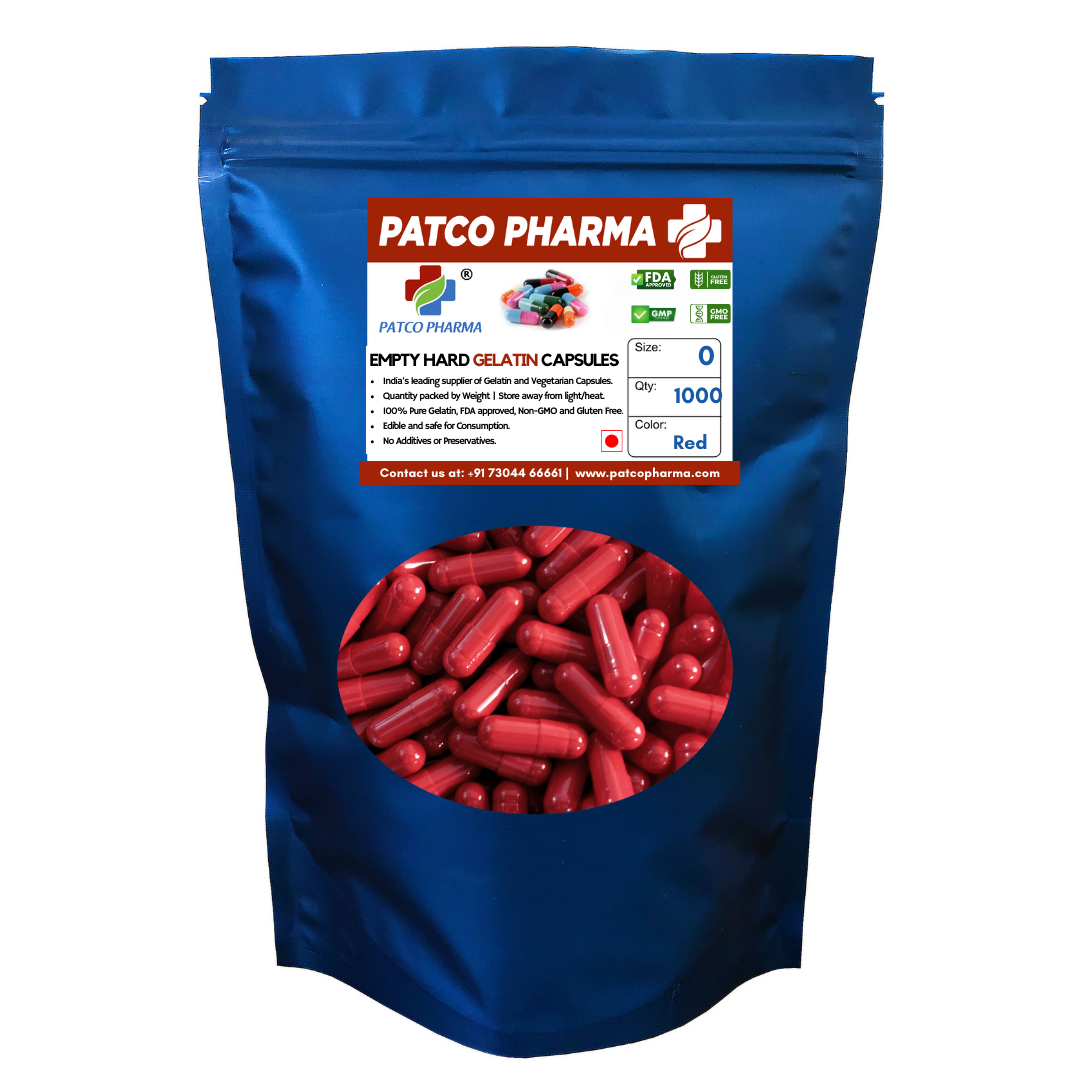 Size 0 Red Empty Gelatin Capsule (500mg powder capacity)