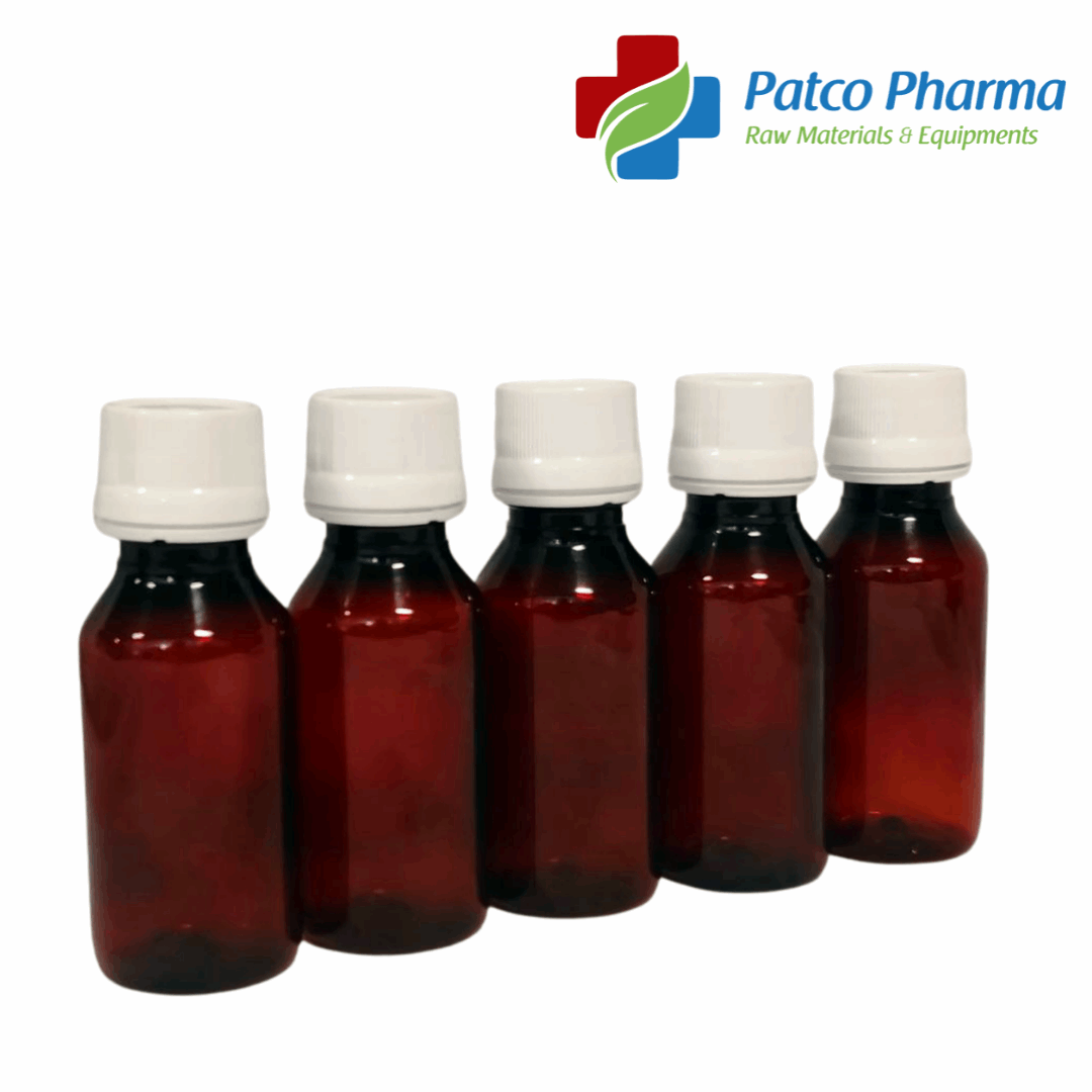 100ml Empty Amber PET Syrup Bottles : Perfect for pharmaceuticals, Patco Pharma, Plastic Containers, patco-pharma-100ml-empty-amber-pet-syrup-bottles-amber-white-seal-caps, , Patco Pharma