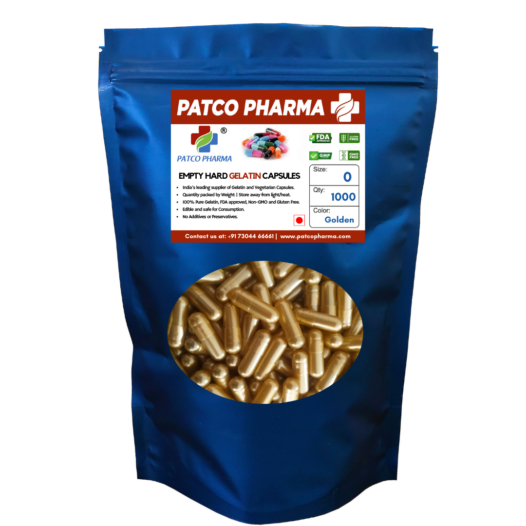 Size 00 Golden Empty Gelatin Capsule (950mg powder capacity)