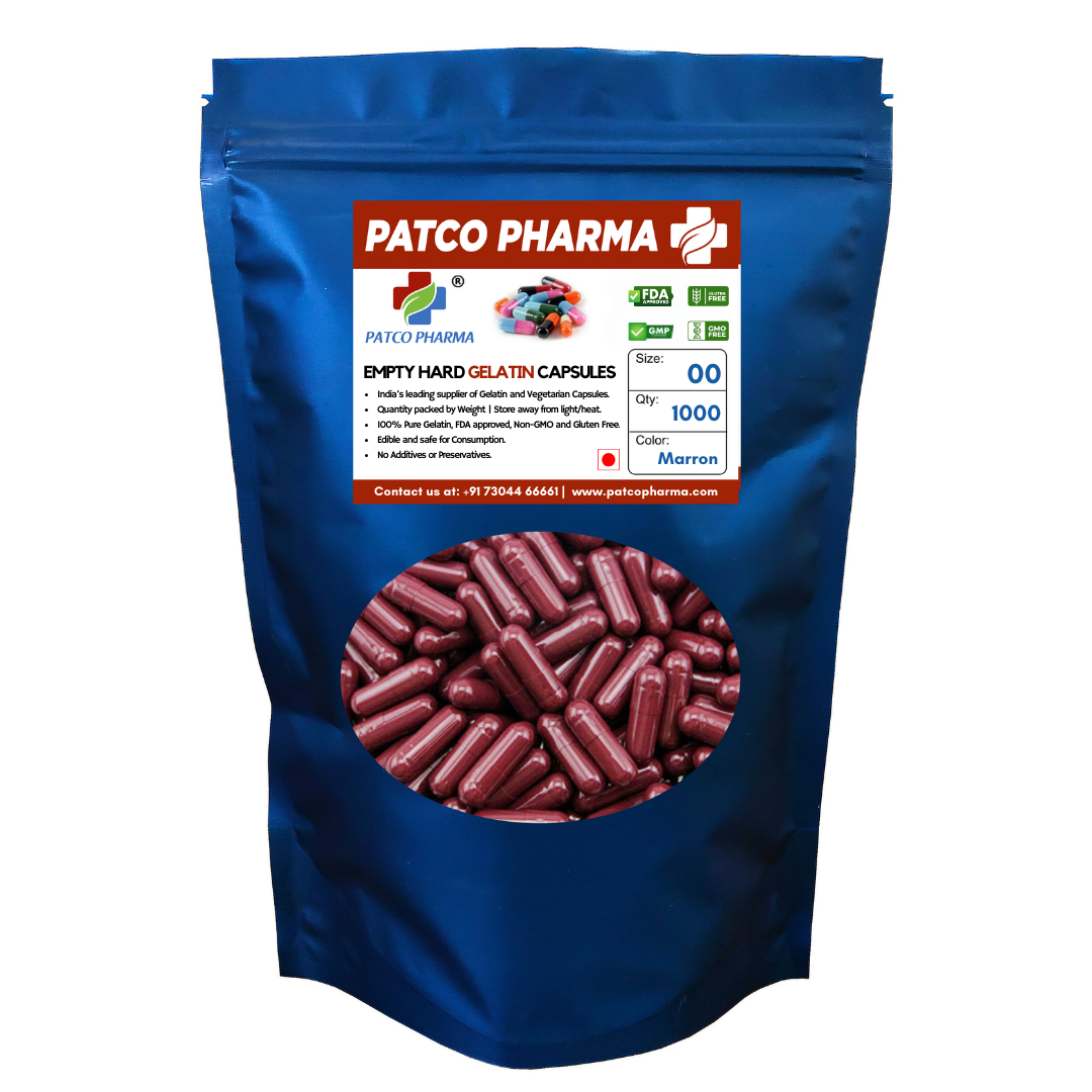Size 00 Maroon Empty Gelatin Capsule (950mg powder capacity)
