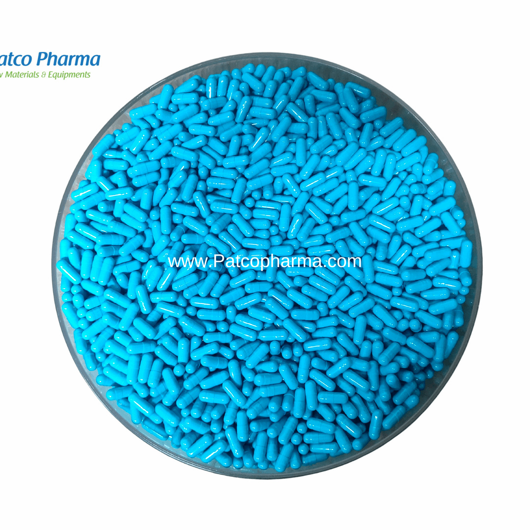 Size 5 Empty Gelatin Capsule, Patco Pharma, Gelatin Capsules, size-5-blue-white-empty-gelatin-capsule, 100 mg Capsule, Gelatin Capsule, Size 5 Capsule, Patco Pharma