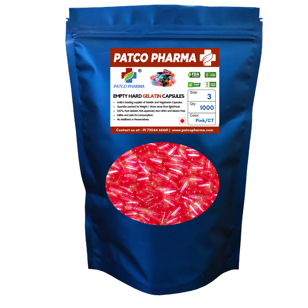 आकार 3 गुलाबी/सीटी खाली जिलेटिन कैप्सूल