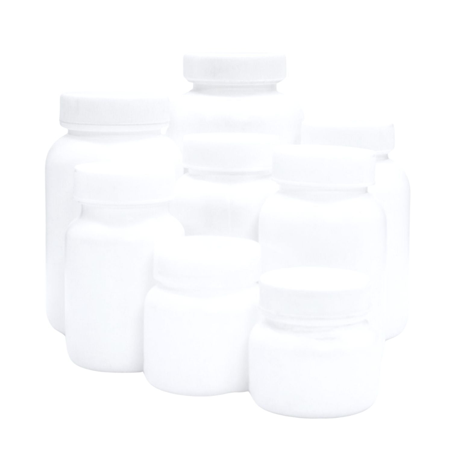 White HDPE Empty Sample Bottles 60ml to 150ml