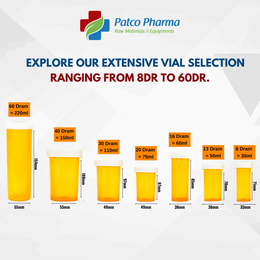 13DR (50ml) Vials: Secure Medication Storage Containers, Patco Pharma, Plastic Containers, vials-containers-for-medication-13-dram, 13 dr, 13 dram, 13DR, 13DR vial, 20 vial, 50ml, amber vials, conical vial, crc, dram vials, laboratory vials, plain vial, plastic vials, plastic vials with caps, plastic vials with screw caps, prp vial, sample collection vials, sample vials, small vials, sterile empty vials, type of vial, vial, vial 20, vial 20DR, vial amber, vials, Vitamin Dosage Capsules, Patco Pharma