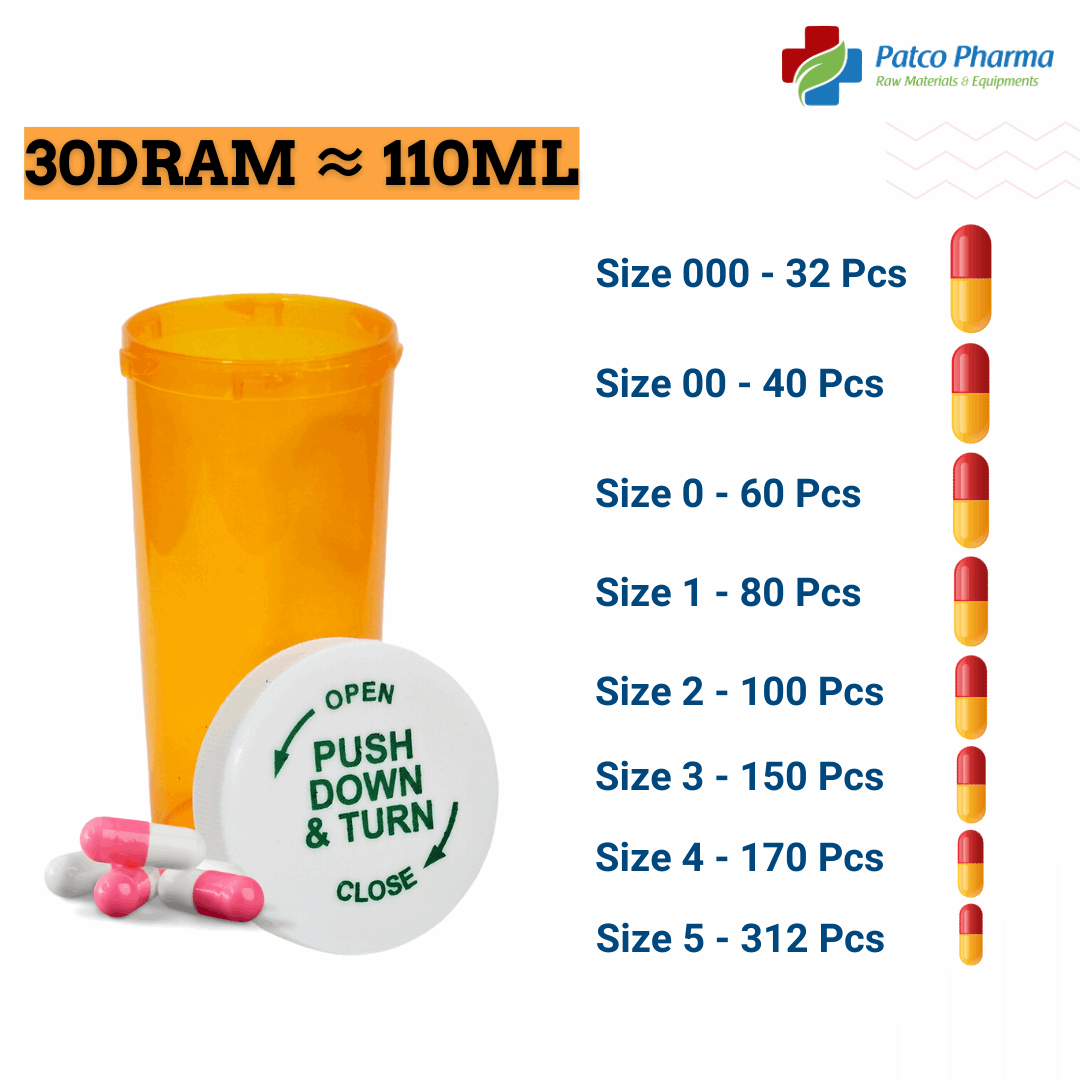 30DR (110ml) Vials: Secure Medication Storage Containers, Patco Pharma, Plastic Containers, vials-containers-for-medication-30-dram, 110ml, 30dr, 30dr vial, amber vials, conical vial, crc, dram vials, laboratory vials, plain vial, plastic vials, plastic vials with caps, plastic vials with screw caps, prp vial, sample collection vials, sample vials, small vials, sterile empty vials, type of vial, vial, vial amber, vials, Vitamin Dosage Capsules, Patco Pharma