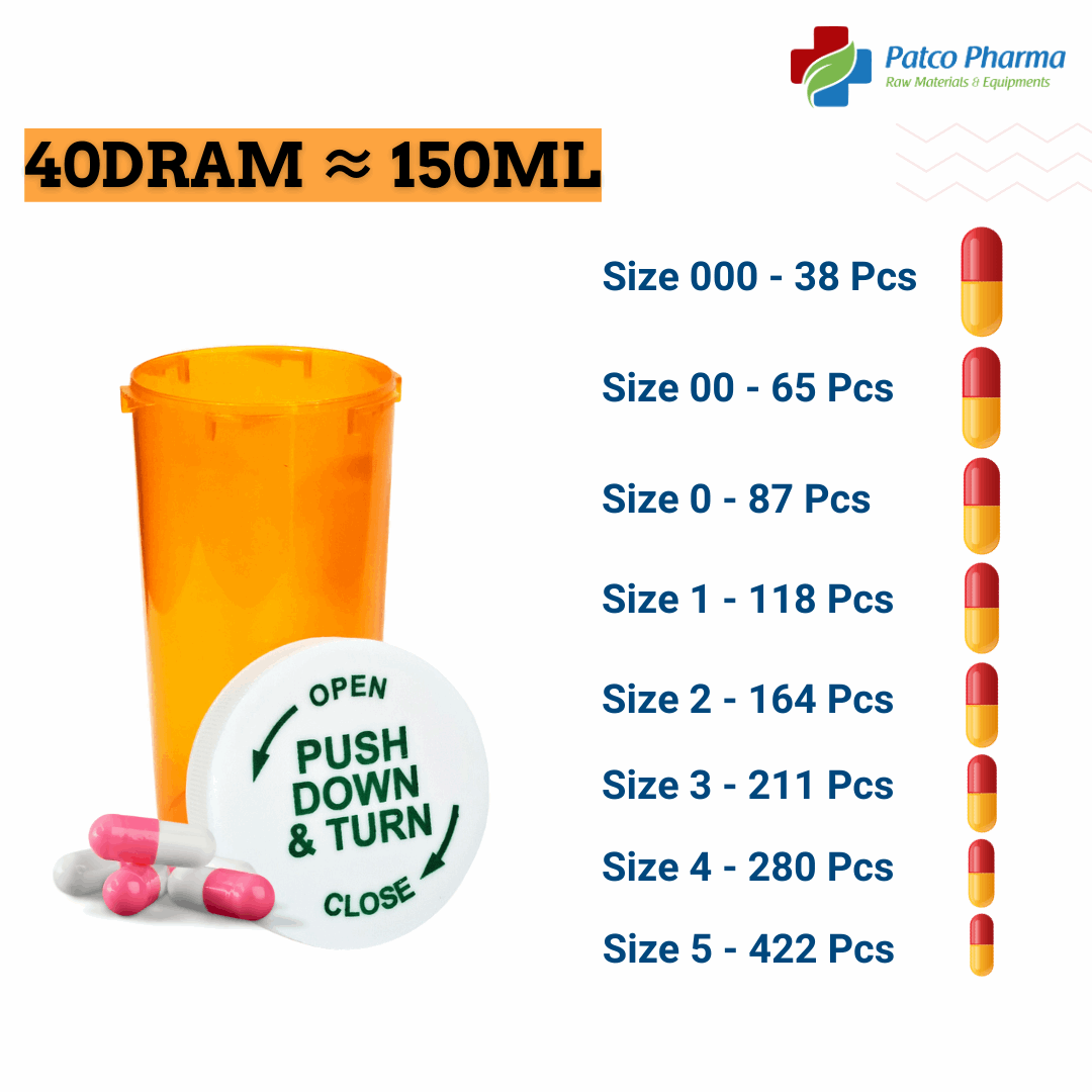 40DR (150ml) Vials: Secure Medication Storage Containers, Patco Pharma, Plastic Containers, vials-containers-for-medication-40-dram, 150ml, 40 vial, 40DR, 40dr vials, amber vials, conical vial, crc, dram vials, laboratory vials, plain vial, plastic vials, plastic vials with caps, plastic vials with screw caps, prp vial, sample collection vials, sample vials, small vials, sterile empty vials, type of vial, vial amber, vials, Vitamin Dosage Capsules, Patco Pharma