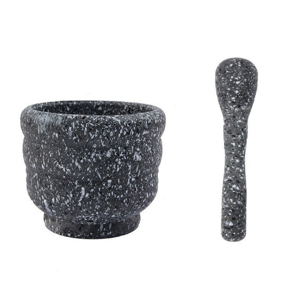 Granite-Colored Food-Grade Plastic Mortar & Pestle Set