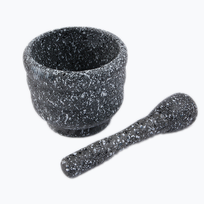 Granite-Colored Food-Grade Plastic Mortar & Pestle Set