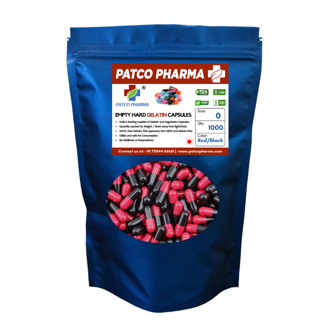 Size 0 Red/Black Empty Gelatin Capsule (500mg powder capacity)