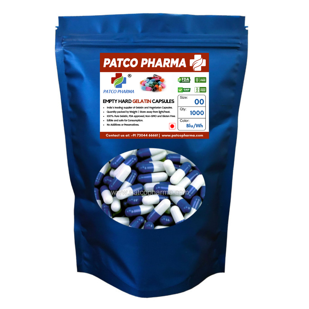 Size 00 Navy Blue/White Empty Gelatin Capsule (950mg powder capacity)