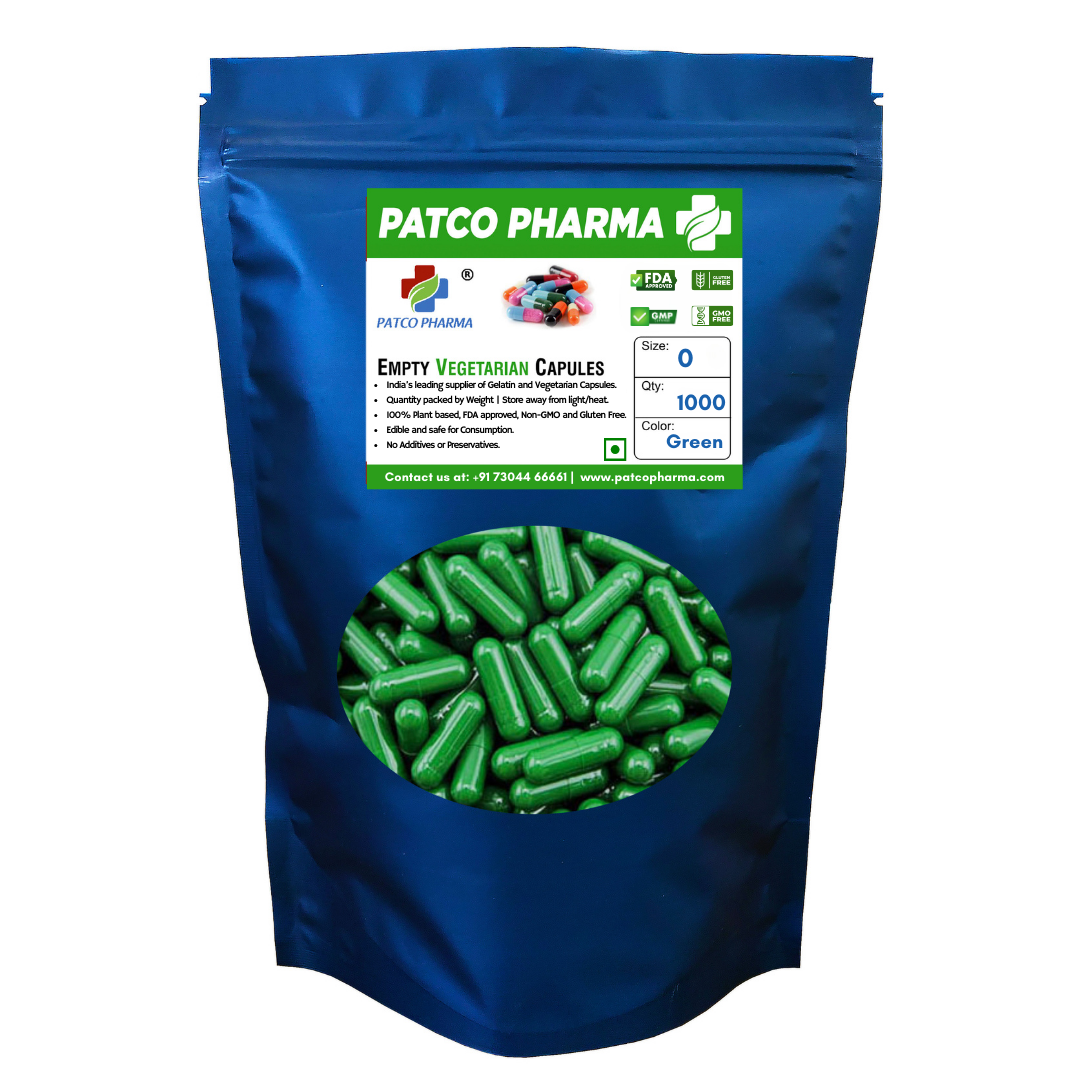 Size 0 Green Empty Vegetarian Capsule (500mg powder capacity)