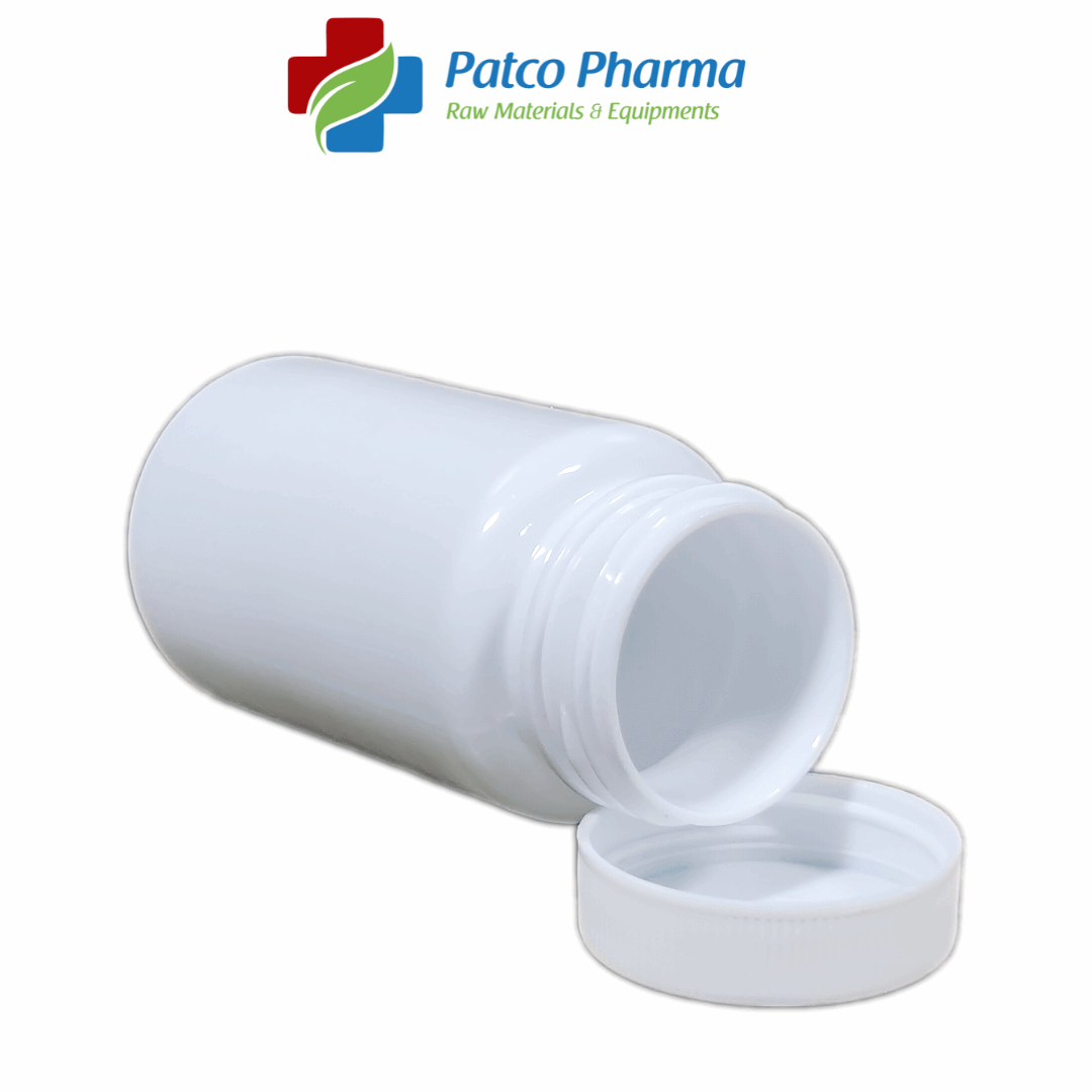 150 ml PET White Plastic Empty Bottle - for Powder Storage, Capsules & Tablets Store Bottle/Air Tight Container Patco Pharma