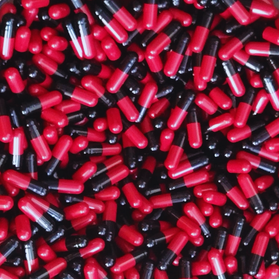 Size 0E Red/Black Empty Gelatin Pill Capsule