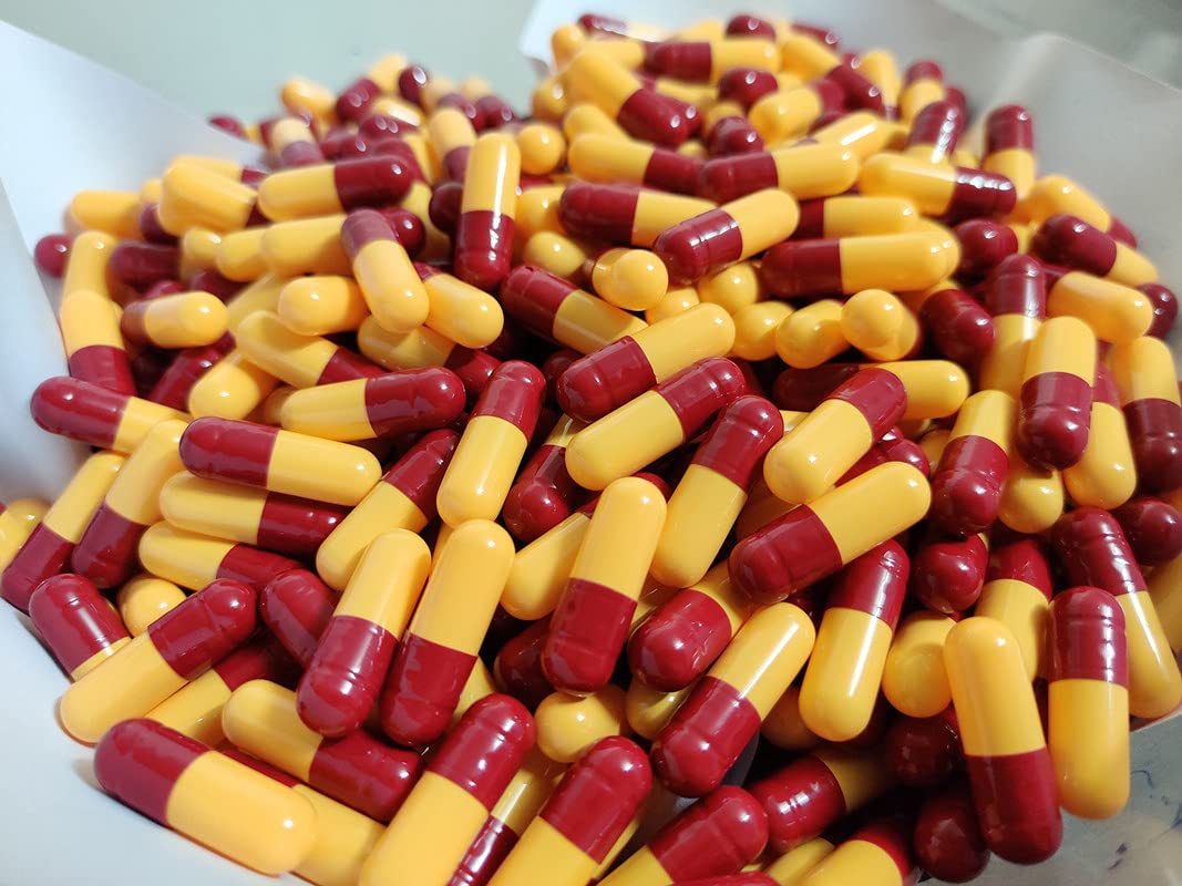 Size 0 Empty Maroon/Yellow Gelatin Capsule 3000pcs Limited Offer