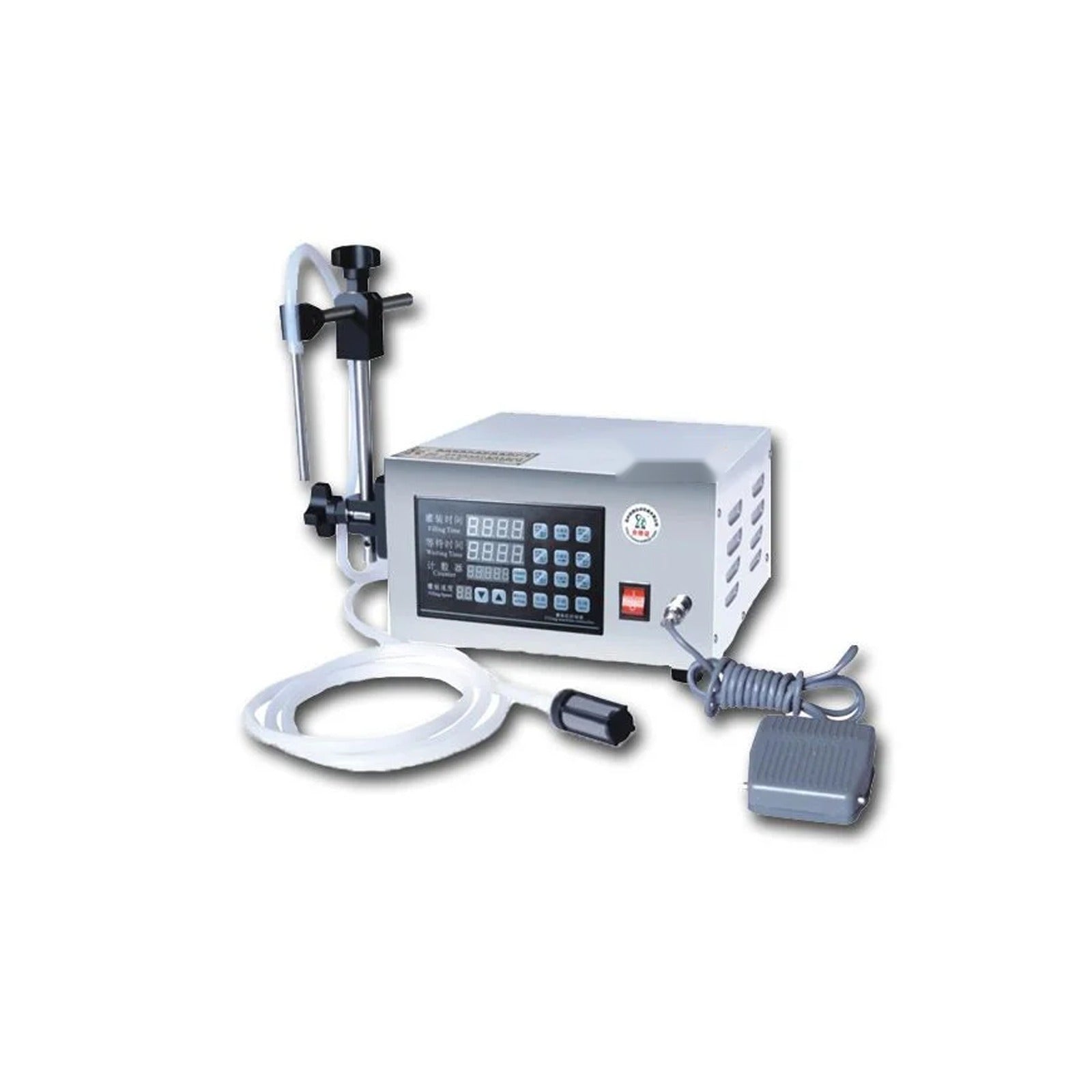 Single head liquid filling machine with foot switch and filling nozzle