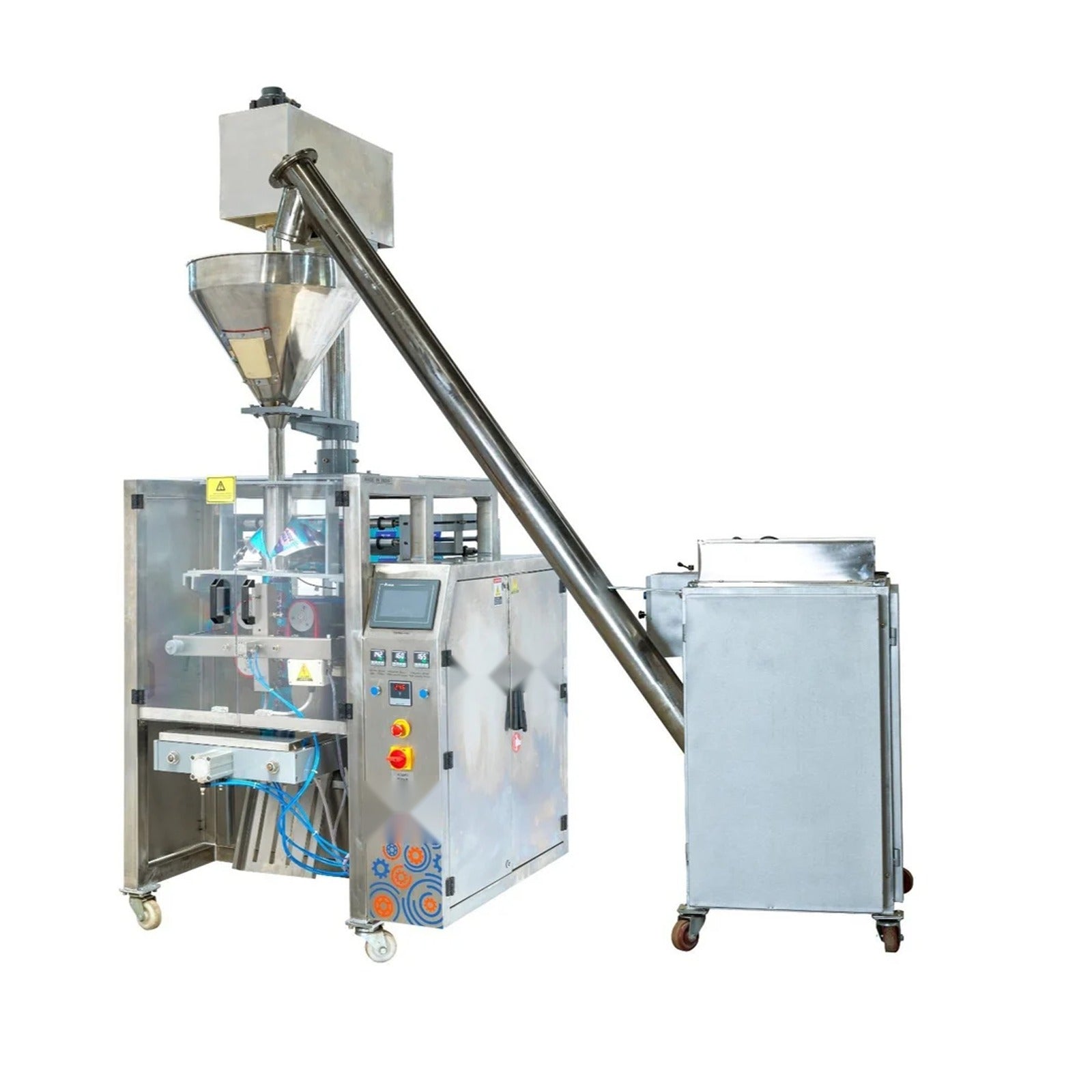 55 PPM automatic powder packing machine with auger filler and screw conveyor