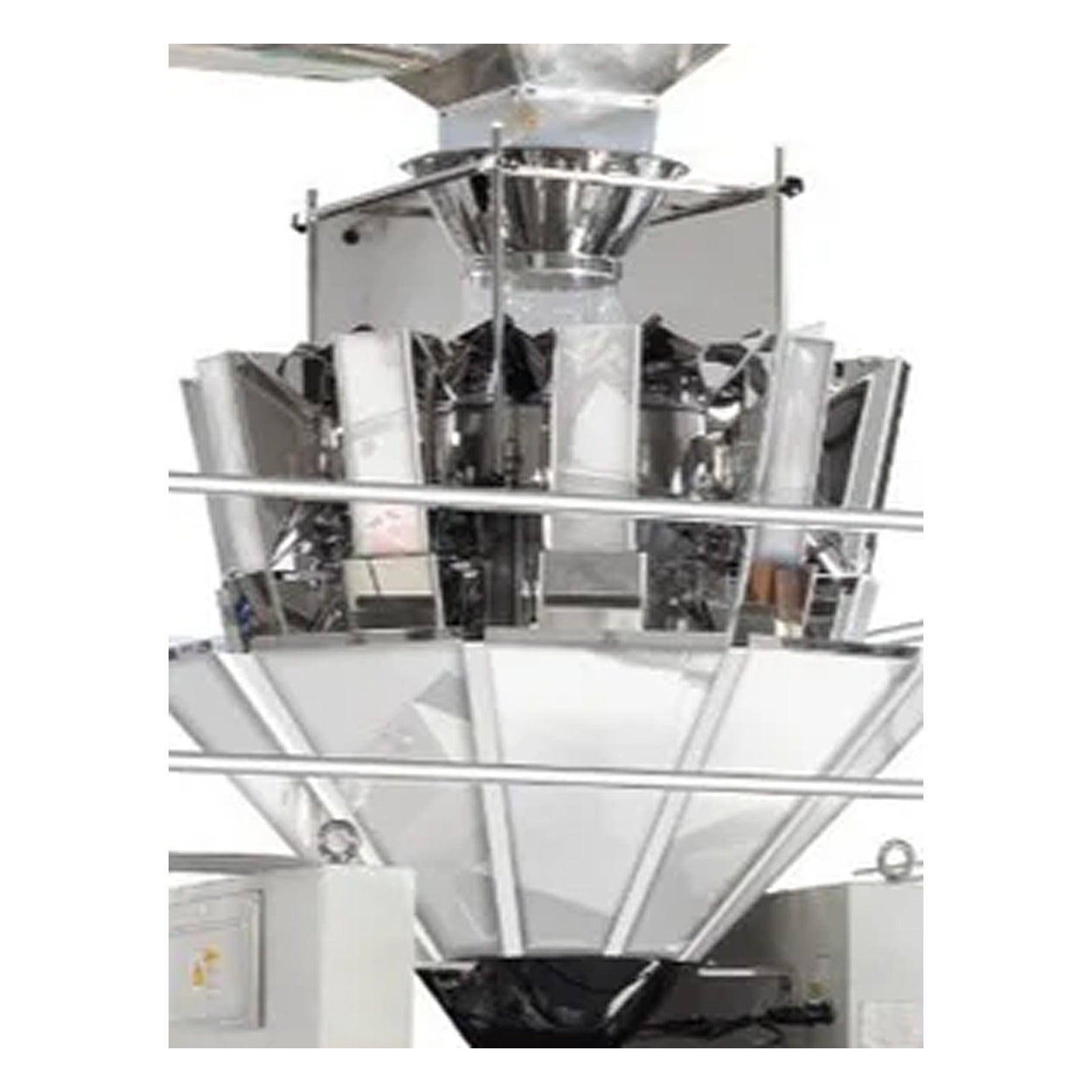 10 head multi head weigher with stainless steel weigh buckets and discharge funnel
