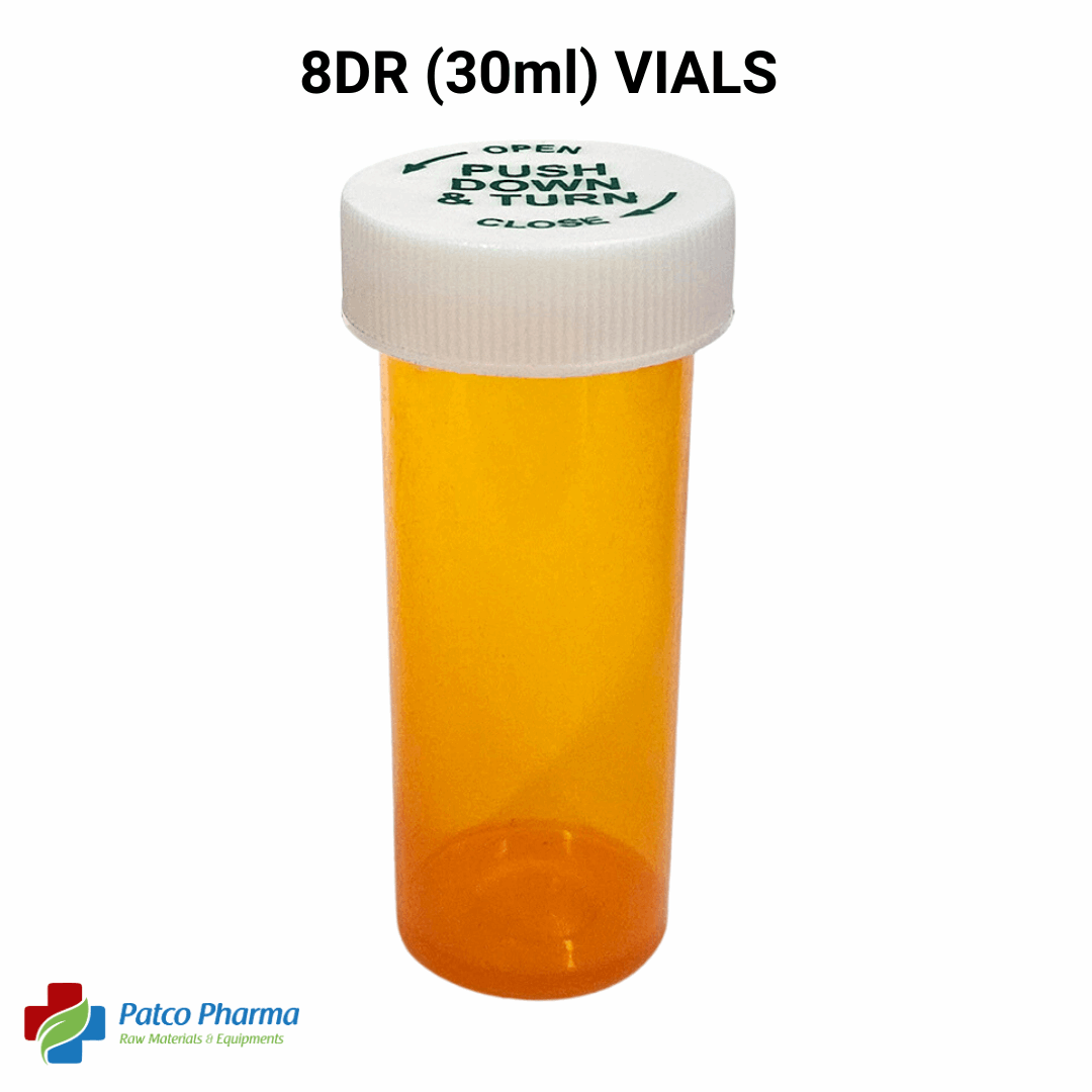 8DR (30ml) Vials: Secure Medication Storage Containers, Patco Pharma, Plastic Containers, vials-containers-for-medication-8-dram, 30ml, 8 dram, 8DR, 8DR vial, amber vials, conical vial, crc, dram vials, laboratory vials, plain vial, plastic vials, plastic vials with caps, plastic vials with screw caps, prp vial, sample collection vials, sample vials, small vials, sterile empty vials, type of vial, vial, vial amber, vials, Vitamin Dosage Capsules, Patco Pharma