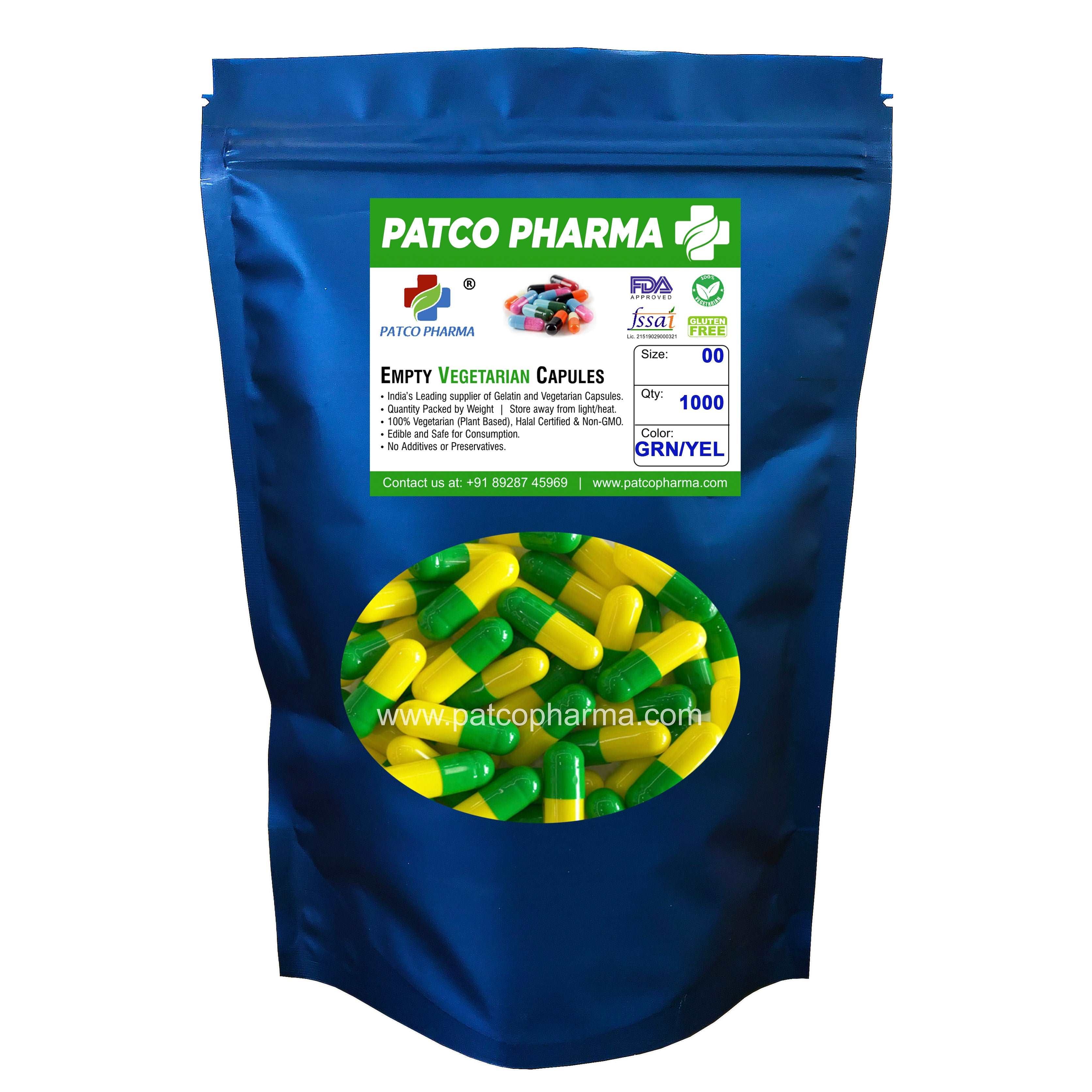 Empty Vegetarian Capsule - Size 00, Patco Pharma, HPMC capsules, empty-vegetarian-capsule-size-00, 1000 mg capsule, Size 00 Capsule, Vegetarian capsule, Patco Pharma