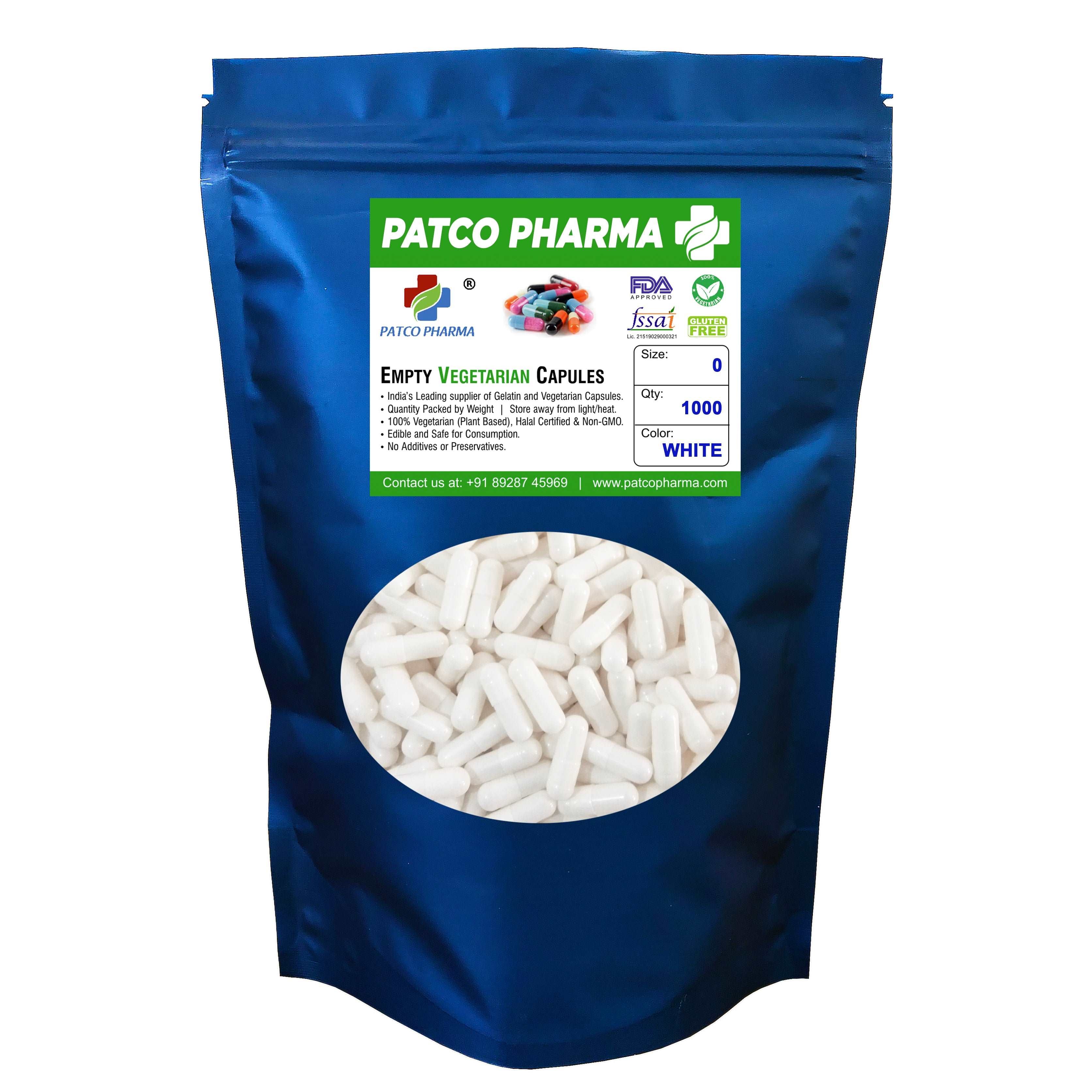 Empty Vegetarian Capsule - Size 0, Patco Pharma, HPMC capsules, empty-vegetarian-capsule-size-0, 500 mg capsule, Size 0 Capsue, Vegetarian capsule, Patco Pharma
