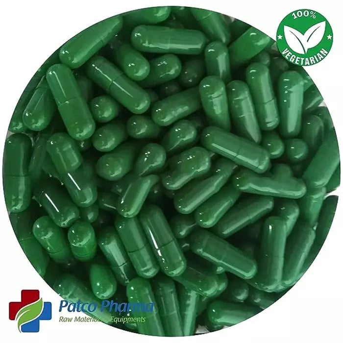 Size 2 Green Empty Vegetarian Capsule, Patco Pharma, HPMC capsules, size-2-green-empty-vegetarian-capsule, "370 mg capsule, Green Capsule", Size 2 capsule, Vegetarian capsule, Patco Pharma