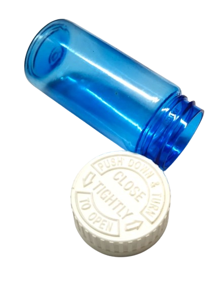 50ml Blue PET Empty Bottle with CRC Cap 25pcs for Secure Storage Limited Offer