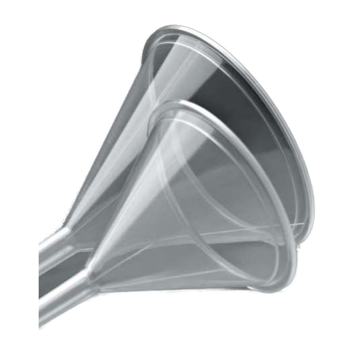 75 mm clear polypropylene analytical funnel with long stem