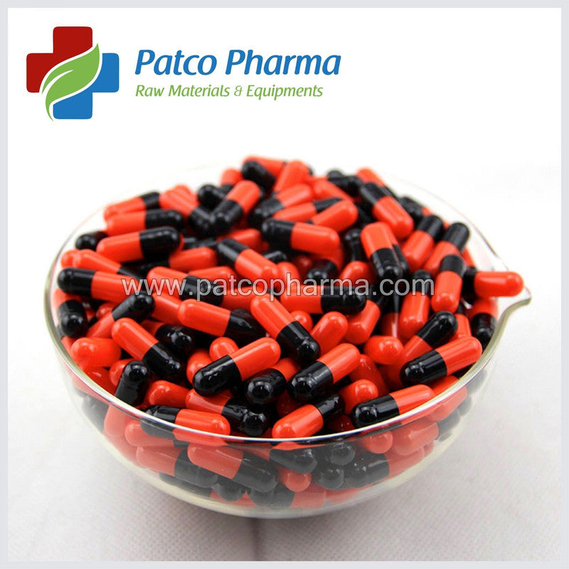 Size 2 Orange Black Empty Gelatin Capsule Patco Pharma