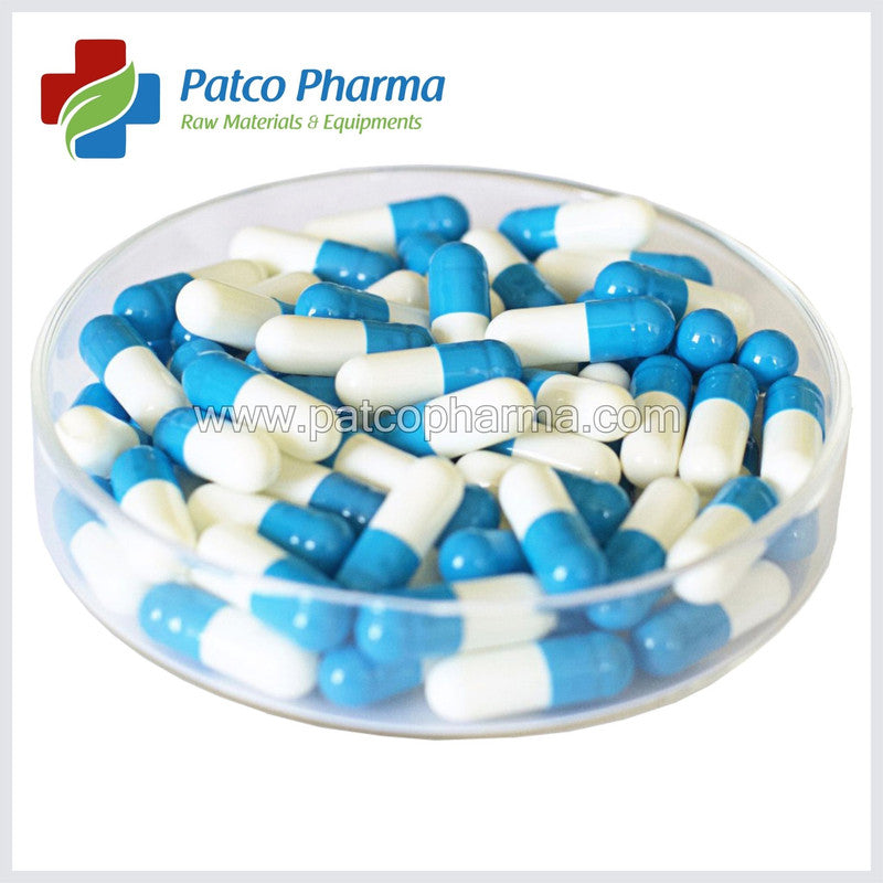 Size 0 Blue/White Empty Gelatin Capsule Patco Pharma